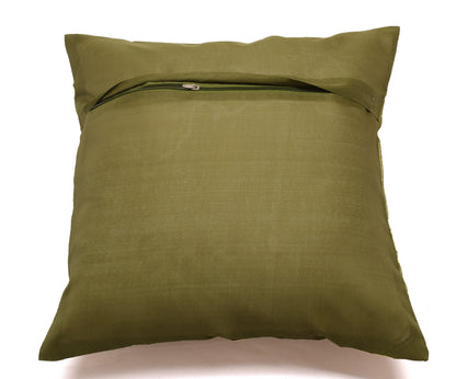 16x16 Inch Indian Woven Zari Brocade Banarasi Silk Paisley Cushion Covers Green
