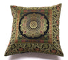 16x16 Inch Indian Woven Zari Brocade Banarasi Silk Mandala Cushion Covers Black