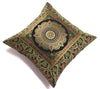 16x16 Inch Indian Woven Zari Brocade Banarasi Silk Mandala Cushion Covers Black