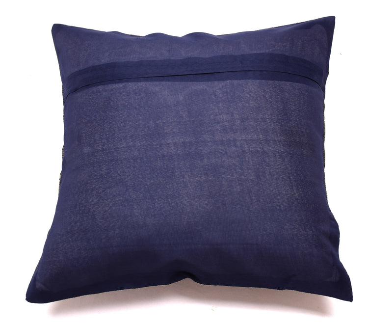 16x16 Inch Indian Woven Zari Brocade Banarasi Silk Paisley Cushion Covers Blue