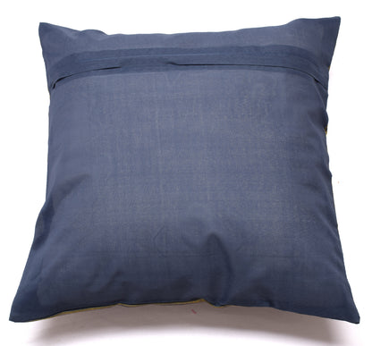 16x16 Inch Indian Woven Zari Brocade Banarasi Silk Pailsey Cushion Covers Gray