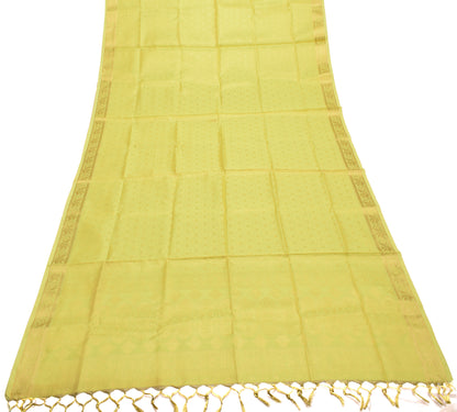 Lemon Green Banarasi Dupatta Indian Art Silk Woven Zari Brocade Long Stole Wrap