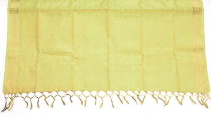 Lemon Green Banarasi Dupatta Indian Art Silk Woven Zari Brocade Long Stole Wrap