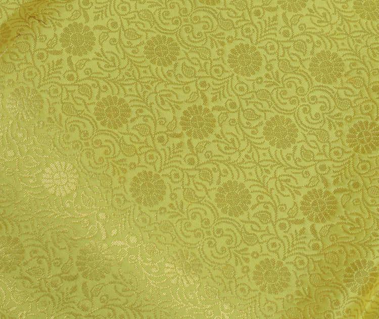 Lemon Green Banarasi Dupatta Indian Art Silk Woven Zari Brocade Long Stole Wrap