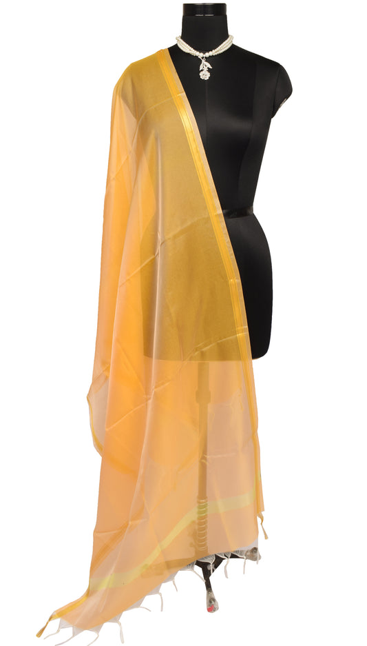 Golden Banarasi Dupatta Indian Art Silk Woven Zari Brocade Long Stole Scarves