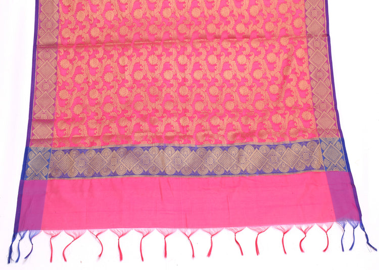 Magenta Banarasi Dupatta Indian Art Silk Woven Zari Brocade Long Stole Scarves