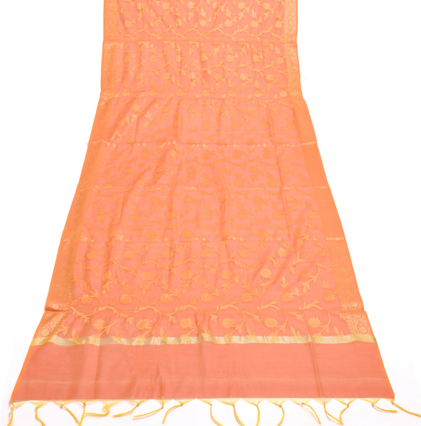 Peach Banarasi Dupatta Indian Art Silk Woven Zari Brocade Long Stole Scarves
