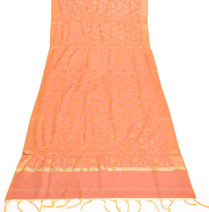 Peach Banarasi Dupatta Indian Art Silk Woven Zari Brocade Long Stole Scarves