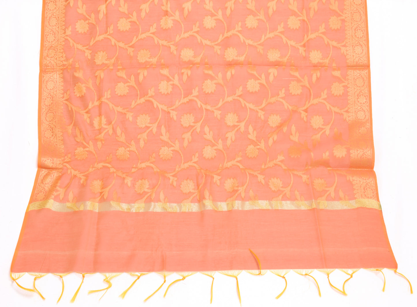 Peach Banarasi Dupatta Indian Art Silk Woven Zari Brocade Long Stole Scarves