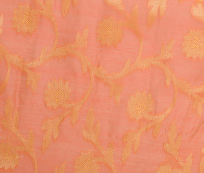 Peach Banarasi Dupatta Indian Art Silk Woven Zari Brocade Long Stole Scarves