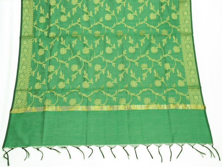Green Banarasi Dupatta Indian Art Silk Woven Resham Brocade Long Stole Scarves