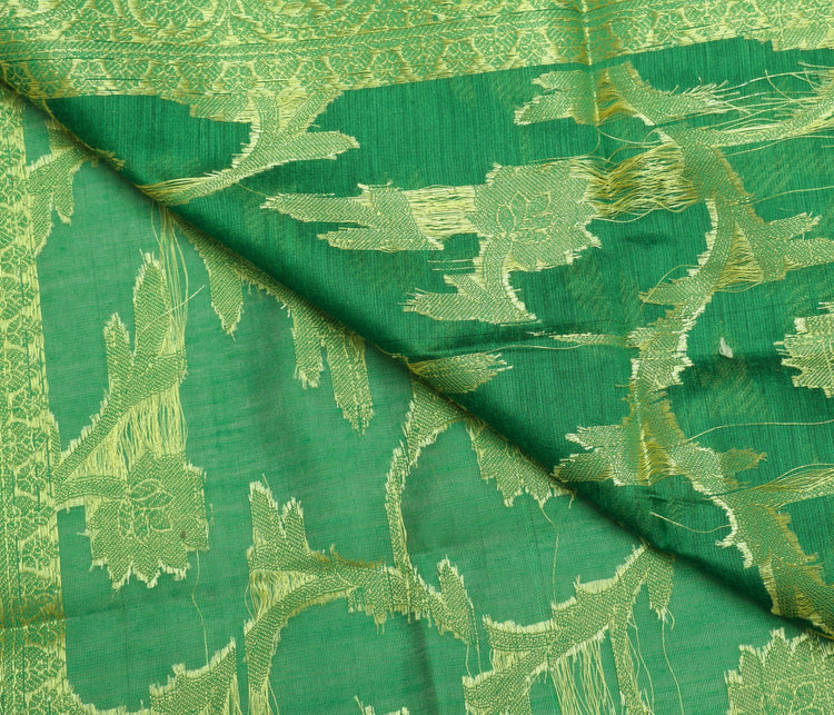 Green Banarasi Dupatta Indian Art Silk Woven Resham Brocade Long Stole Scarves