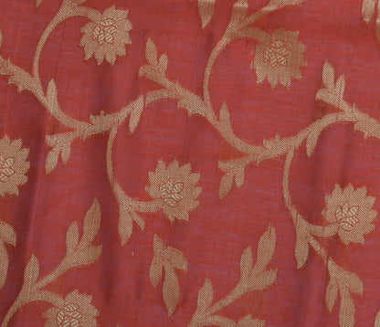 Rust Banarasi Dupatta Indian Art Silk Woven Resham Brocade Long Stole Scarves