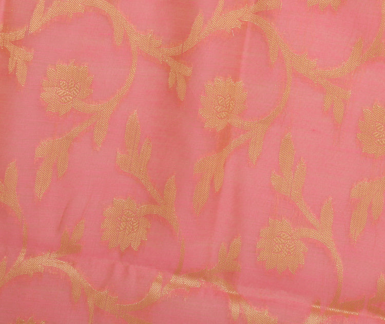 Pink Banarasi Dupatta Indian Art Silk Woven Zari Brocade Long Stole Scarves