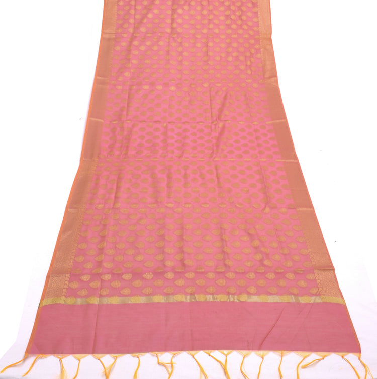 Pink Banarasi Dupatta Indian Art Silk Woven Zari Brocade Long Stole Scarves