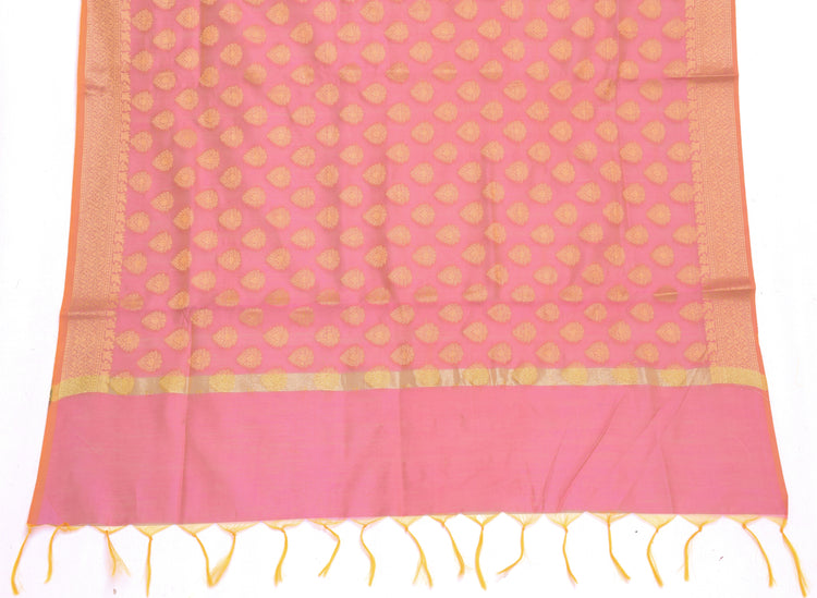 Pink Banarasi Dupatta Indian Art Silk Woven Zari Brocade Long Stole Scarves