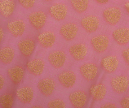 Pink Banarasi Dupatta Indian Art Silk Woven Zari Brocade Long Stole Scarves