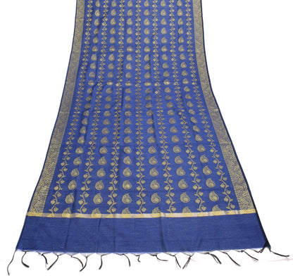 Blue Banarasi Dupatta Indian Art Silk Woven Resham Brocade Long Stole Scarves