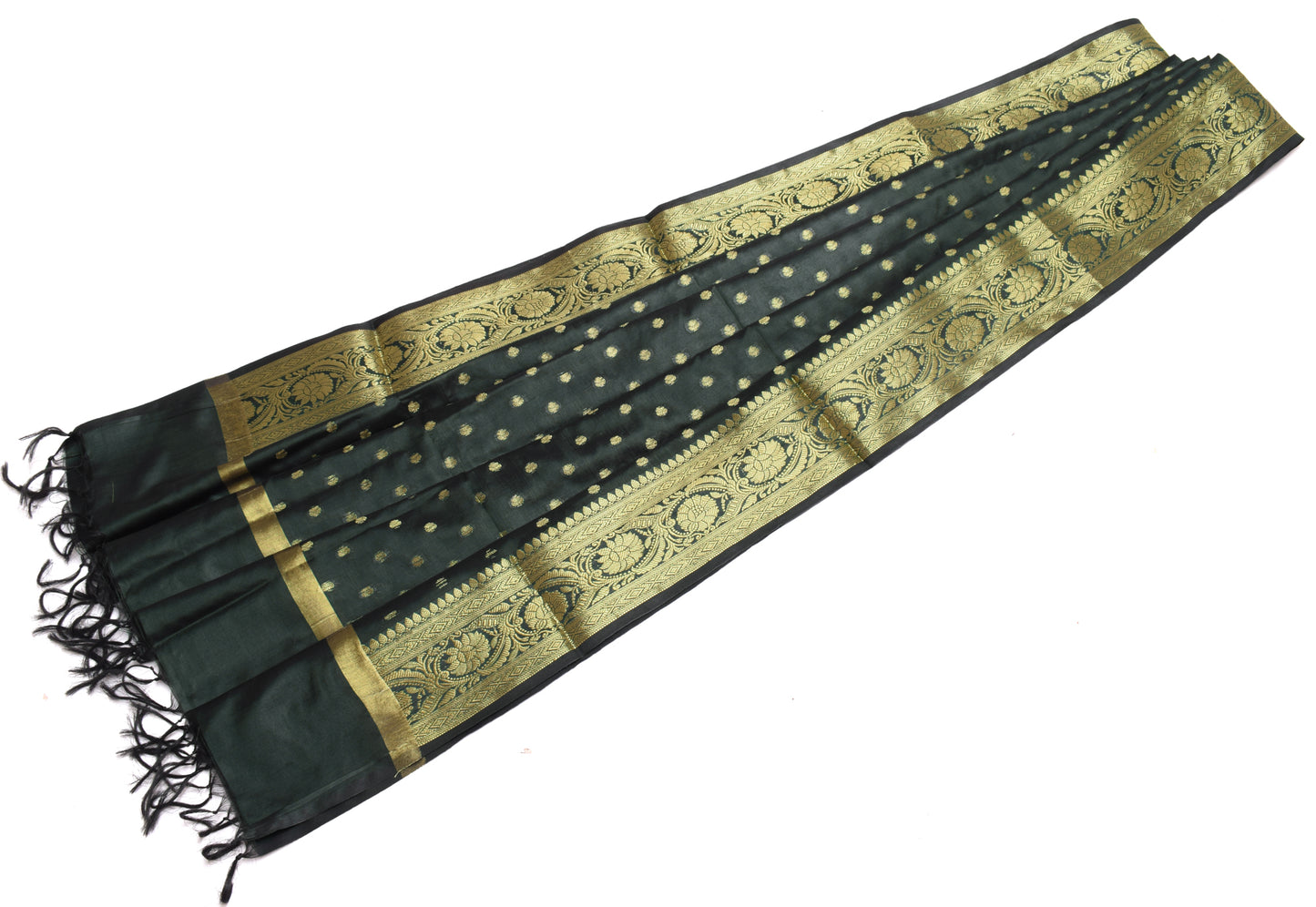 Green Banarasi Dupatta Indian Art Silk Woven Zari Brocade Long Stole Scarves