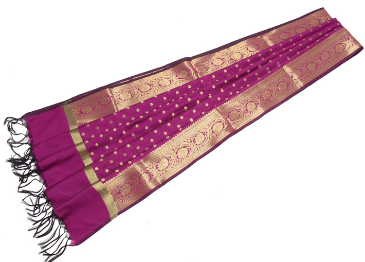 Purple Banarasi Dupatta Indian Art Silk Woven Zari Brocade Long Stole Scarves