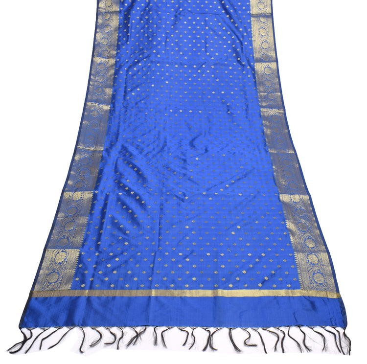 Blue Banarasi Dupatta Indian Art Silk Woven Zari Brocade Long Stole Scarves