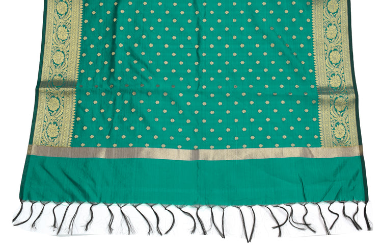 Green Banarasi Dupatta Indian Art Silk Woven Zari Brocade Long Stole Scarves