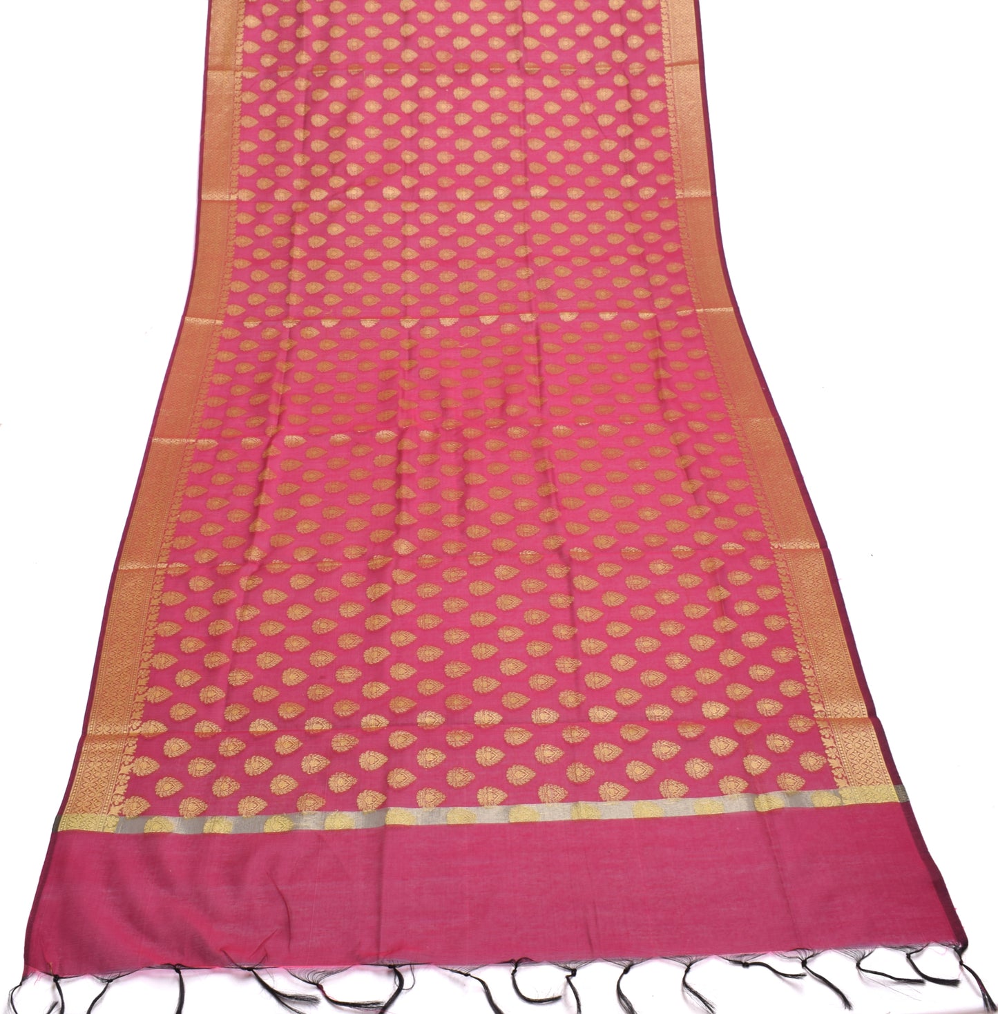 Pink Banarasi Dupatta Indian Art Silk Woven Resham Brocade Long Stole Scarves