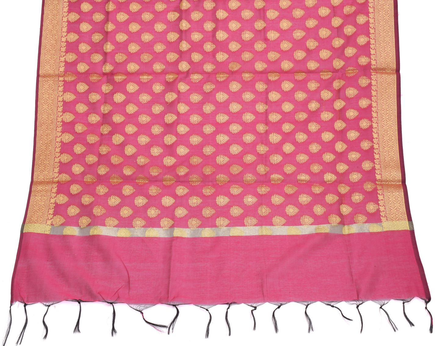 Pink Banarasi Dupatta Indian Art Silk Woven Resham Brocade Long Stole Scarves