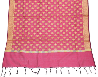 Pink Banarasi Dupatta Indian Art Silk Woven Resham Brocade Long Stole Scarves