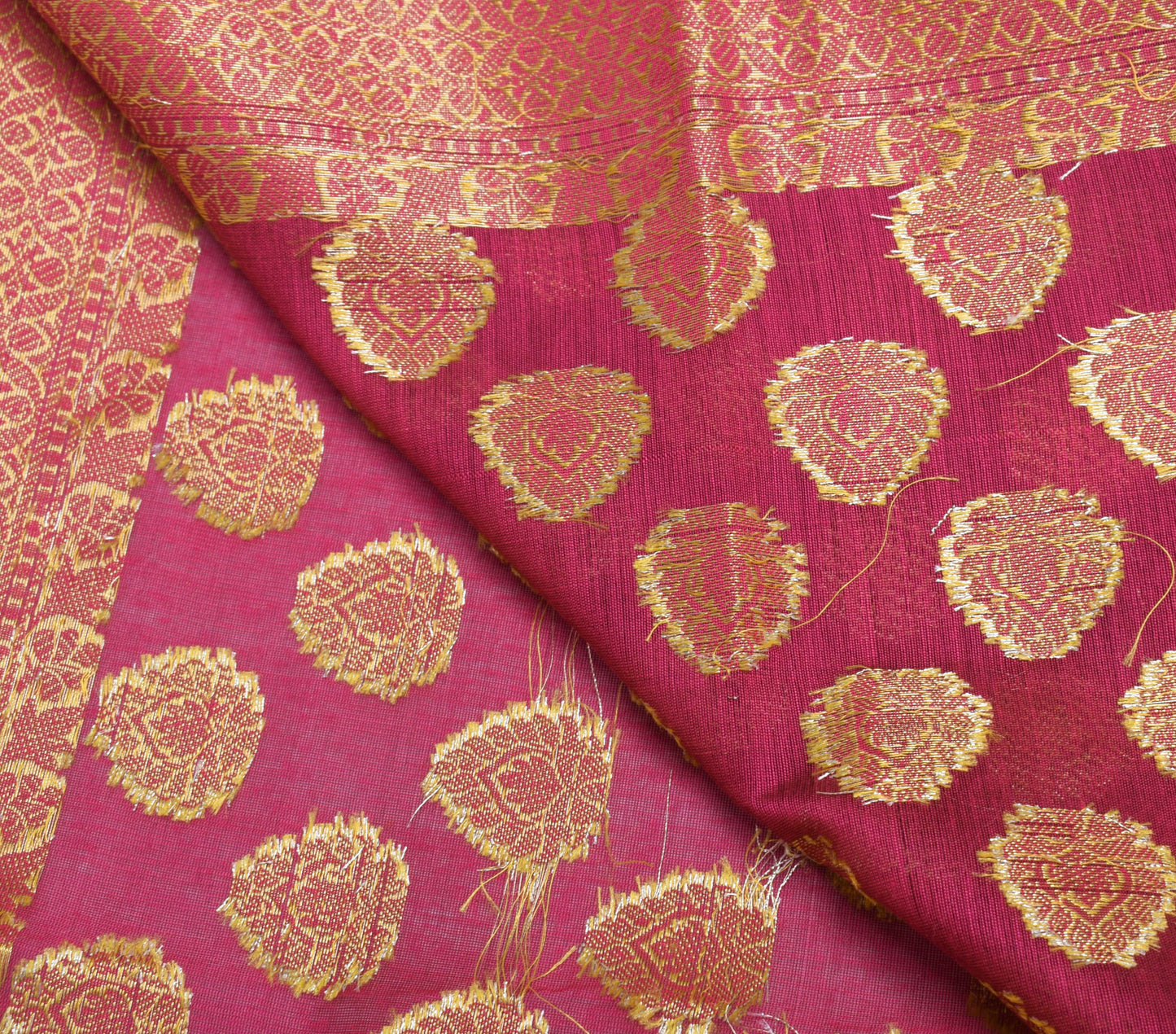 Pink Banarasi Dupatta Indian Art Silk Woven Resham Brocade Long Stole Scarves