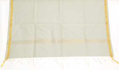 Cream Banarasi Dupatta Indian Art Silk Woven Zari Brocade Long Stole Scarves