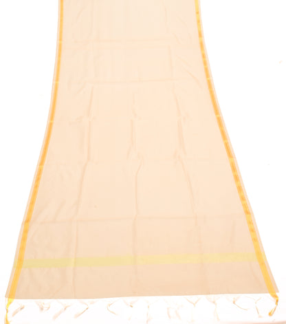 Beige Banarasi Dupatta Indian Art Silk Woven Zari Brocade Long Stole Scarves