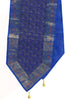 Blue Indian Table Runner Banarasi Silk Brocade Paisley Dining Home Decor Cloth