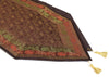 Brown Table Runner Dining Decor Indian Banarasi Silk Brocade Paisley Gift Cloth