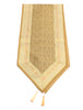 Table Runner Light Brown Indian Banarasi Silk Brocade Paisley Dining Decor Cloth