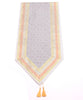 White Table Runner Indian Banarasi Silk Brocade Paisley Dining Decor Gift Cloth