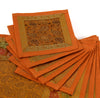 13P Table Runner Mustard Indian Banarasi Silk Brocade Paisley Dining Decor Cloth