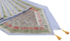 13 PC Light Gray Table Runner Indian Banarasi Silk Brocade Paisley Dining Cloth
