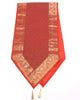 13 PC Red Table Runner Indian Banarasi Silk Brocade Paisley Dining Decor Cloth