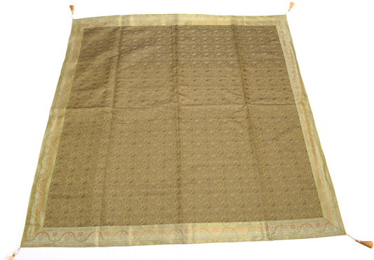 48 Square Indian Banarasi Silk Woven Paisley Dining Table Top Cover Cloth