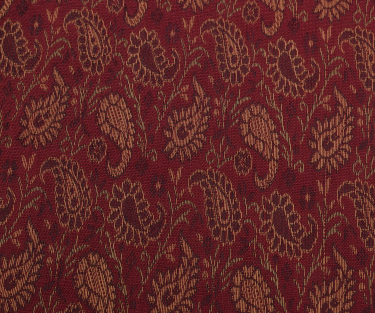 48" Sq Indian Banarasi Silk Woven Paisley Dining Table Top Cover Cloth Maroon