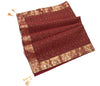 48 Sq  Dining Table Top Cover Indian Banarasi Silk Woven Paisley Cloth Maroon
