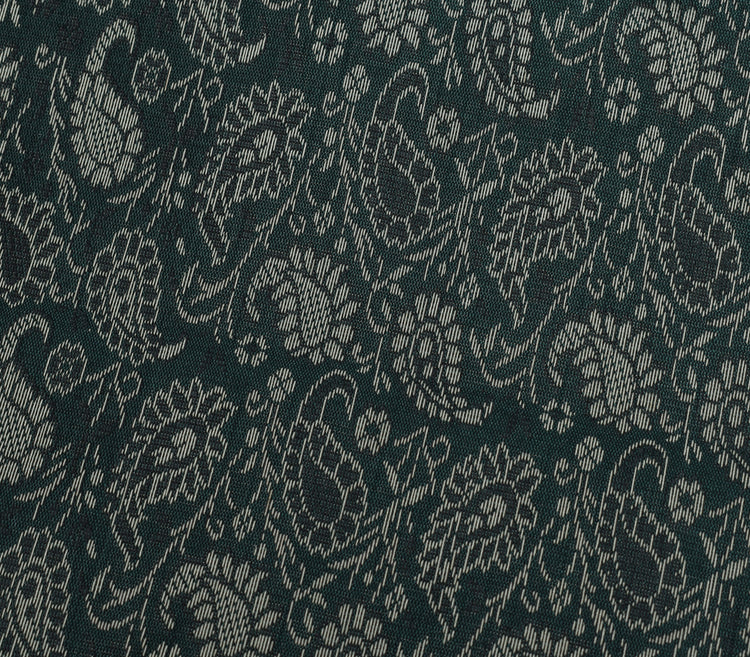 48" Square Indian Banarasi Silk Woven Paisley Dining Table Top Cover Cloth Green