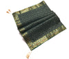 48 Sq Dining Table Top Cover Banarasi Silk Woven Paisley Homedecor Cloth Green
