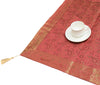 48 Square Dining Table Top Cover Indian Banarasi Silk Woven Paisley Peach Cloth